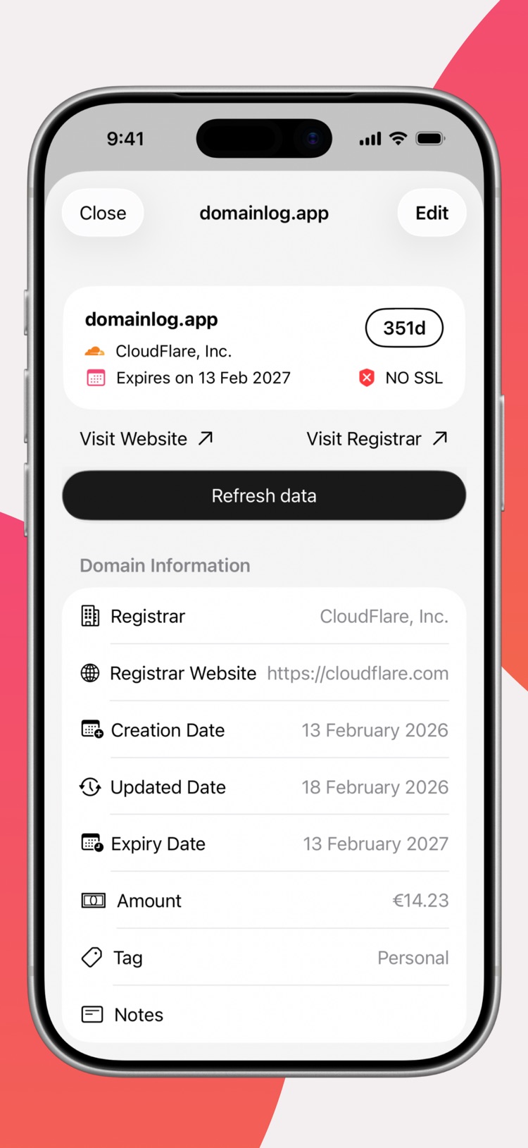 DomainLog screenshot 2